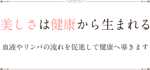 美しさは健康から生まれる 血液やリンパの流れを促進して健康へ導きます